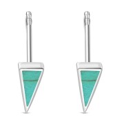 Turquoise Triangle Sterling Silver Stud Earrings, e312